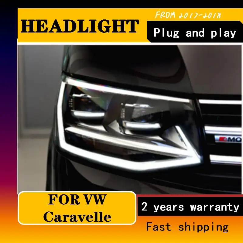 

Car Styling Head Lamp case for VW Caravelle T6 Headlights 2017 2018 LED Headlight DRL Lens Double Beam Bi-Xenon HID Accessories