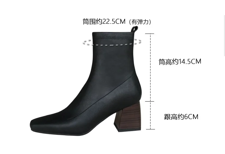 Women's boots with medium heel, thick heel, square head, short boots with velvet lining and wooden heel
Women's boots with medium heel, thick heel, square head, short boots with velvet lining and wooden heel