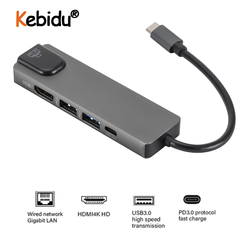 5 In 1 USB Hub Adapter USB Type C Hdmi 4K USB C Hub To Gigabit Ethernet Rj45 Lan For Macbook Pro Thunderbolt 3 USB-C Charger New
5 In 1 USB Hub Adapter USB Type C Hdmi 4K USB C Hub To Gigabit Ethernet Rj45 Lan For Macbook Pro Thunderbolt 3 USB-C Charger New