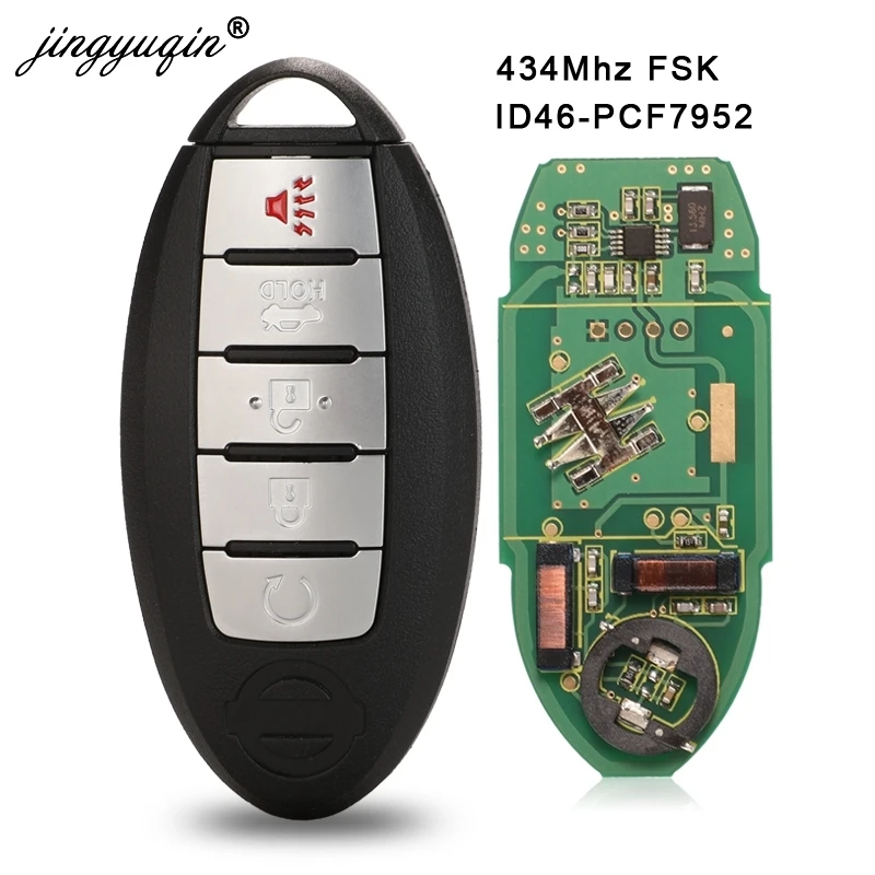 Jingyuqin Подходит для Nissan PATROL Pathfinder Altima Maxima 5 кнопок Smart Remote брелок 434 МГц ID46 Pcf7952