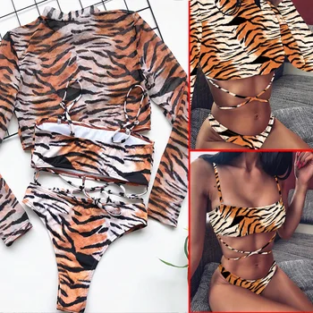 Women Sexy 3 Pieces Brazilian Bikini Set Long Sleeve Mesh Cover-Ups+Bikinis Swimsuit Female Leopard Swimwear Beach Bathing Suit
Women Sexy 3 Pieces Brazilian Bikini Set Long Sleeve Mesh Cover-Ups+Bikinis Swimsuit Female Leopard Swimwear Beach Bathing Suit