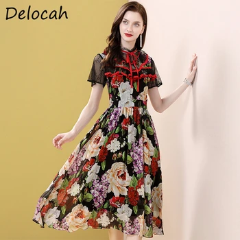 Deloach Summer Women Fashion Designer Midi Dress Bow Ruffles Lace Floral Print Elegant Female Chiffon Party Dresses vestidos
Deloach Summer Women Fashion Designer Midi Dress Bow Ruffles Lace Floral Print Elegant Female Chiffon Party Dresses vestidos