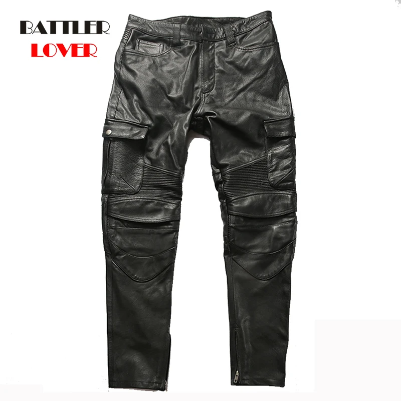 Genuine Cow Leather Biker Pants For Men 100% Real Cowhide Motorcycle Trousers Male Spring Autumn Jeans Pantalon Cuir Size S-4XL
Genuine Cow Leather Biker Pants For Men 100% Real Cowhide Motorcycle Trousers Male Spring Autumn Jeans Pantalon Cuir Size S-4XL
