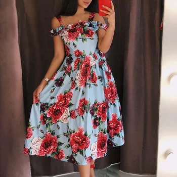 Vintage Floral Print Off Shoulder Dress 2020 Summer Women Bohemian Slash Neck Sexy Sleeveless A-Line Sling Beach Party Dress D30
Vintage Floral Print Off Shoulder Dress 2020 Summer Women Bohemian Slash Neck Sexy Sleeveless A-Line Sling Beach Party Dress D30