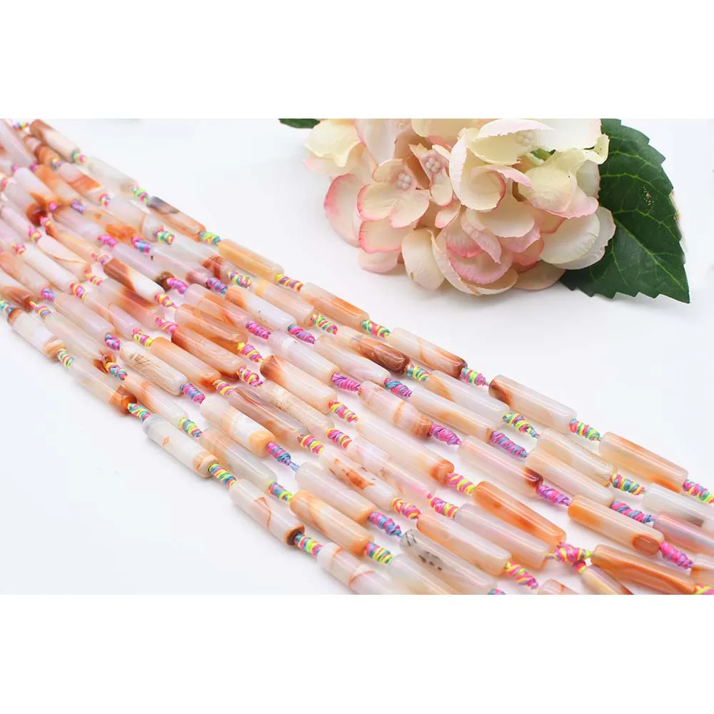 

2strands/lot 30mm Natural Smooth Milky white cylindrical Agate stone beads For DIY Bracelet Necklace Jewelry Making Strand 15"