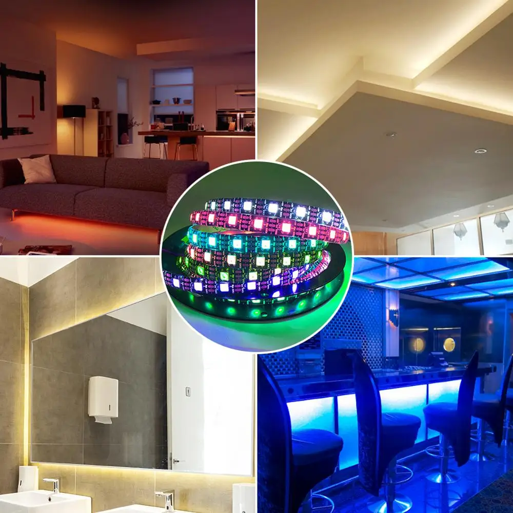 WS2812B RGB 5050SMD Individual Addressable 16.4FT Flexible Black PCB Full Color LED Pixel Strip Dream Color
WS2812B RGB 5050SMD Individual Addressable 16.4FT Flexible Black PCB Full Color LED Pixel Strip Dream Color