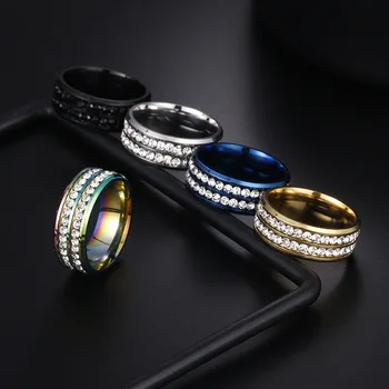 MixMax 15pcs/Lot Top Quality Double Rows Full Rhinestone Stainless Steel Jewelry Rings for Men Women Wedding Bands Size #5-13
MixMax 15pcs/Lot Top Quality Double Rows Full Rhinestone Stainless Steel Jewelry Rings for Men Women Wedding Bands Size #5-13