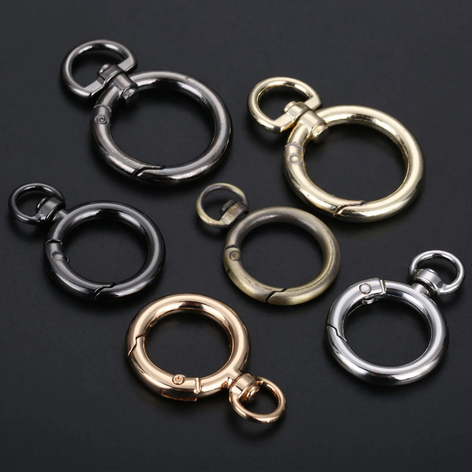 Description Picture 4 of item1Pc Spring Ring Metal 19/25mm Inner Dia. Hook Snap Clip Bag Buckle O Round Handbag Trigger Key ring Gold Silver Black Bronze