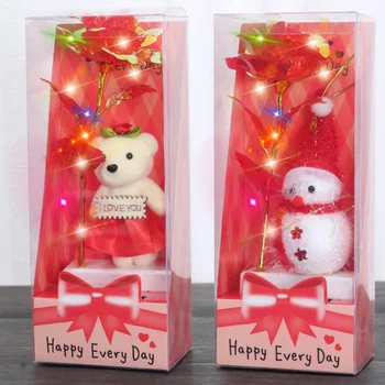 24K Gold Foil Rose Long Stem Flower With Bear Decor Christmas Gifts Romantic Valentine'S Day Wedding Gift Lighting Rose 2020 
24K Gold Foil Rose Long Stem Flower With Bear Decor Christmas Gifts Romantic Valentine'S Day Wedding Gift Lighting Rose 2020