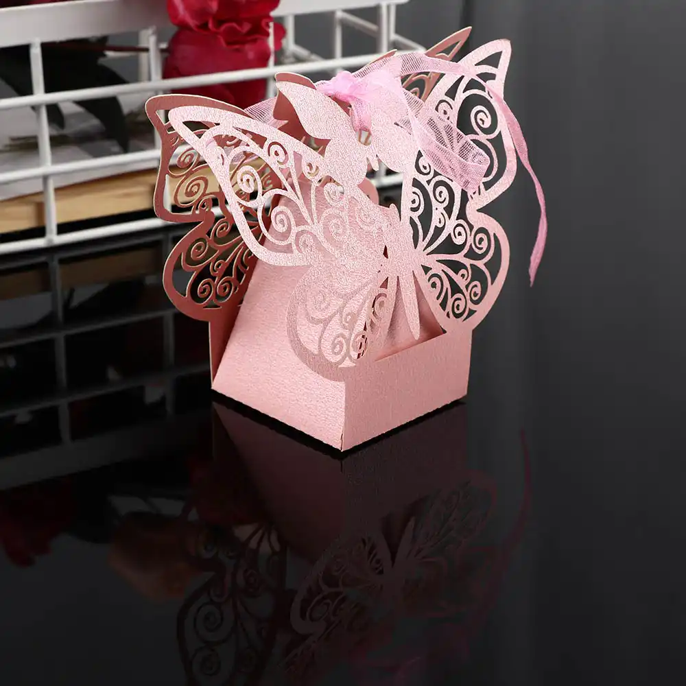 50pcs hollow butterfly chocolate paper candy box gift boxes with