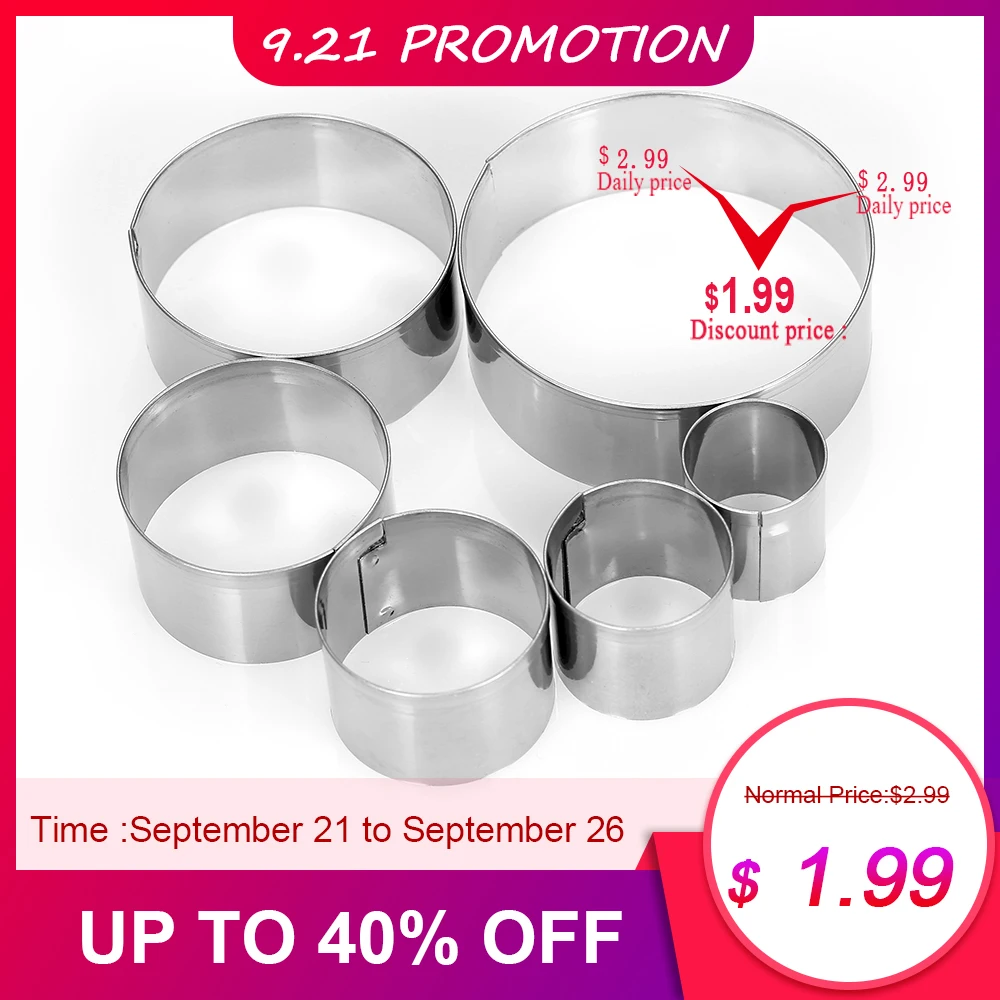 Kitchen Tools 6pcs Round Stainless Steel Cookie Fondant Cutter Biscuit Sandwich Cookie Cutter Tools Set
Kitchen Tools 6pcs Round Stainless Steel Cookie Fondant Cutter Biscuit Sandwich Cookie Cutter Tools Set