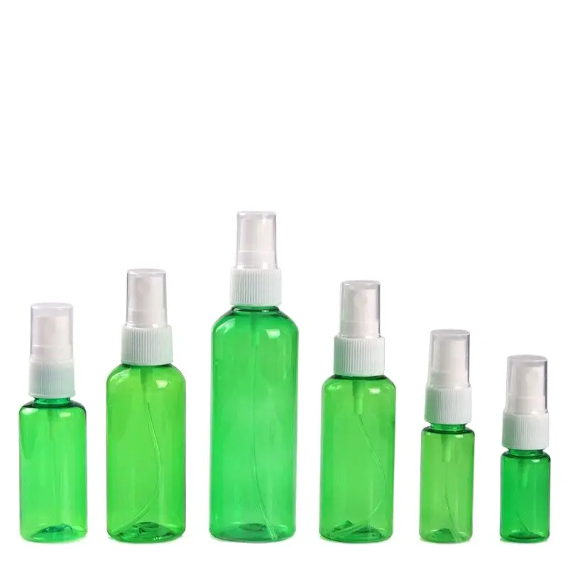 

Cosmetic Container Plastic Green Mist Spray Bottle 6 Specifications Makeup Atomizer Sample Toner Spray Refillable Bottle