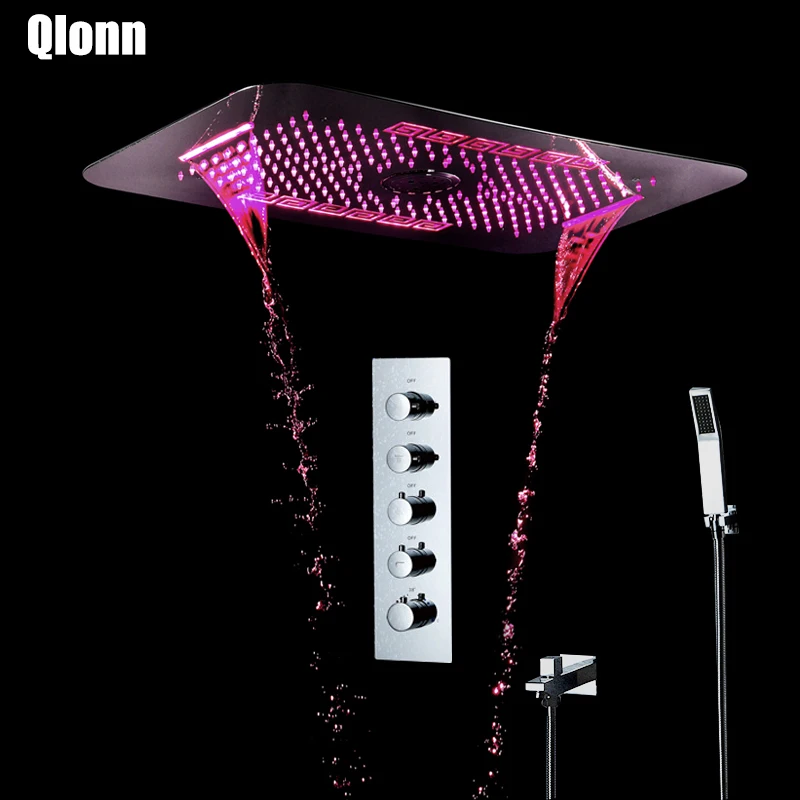 Bathroom LED 64 colors Shower Faucet Set Ceiling Stainless Steel Showerhead Thermostatic Valve Rain Waterfall Massage Shower
Bathroom LED 64 colors Shower Faucet Set Ceiling Stainless Steel Showerhead Thermostatic Valve Rain Waterfall Massage Shower