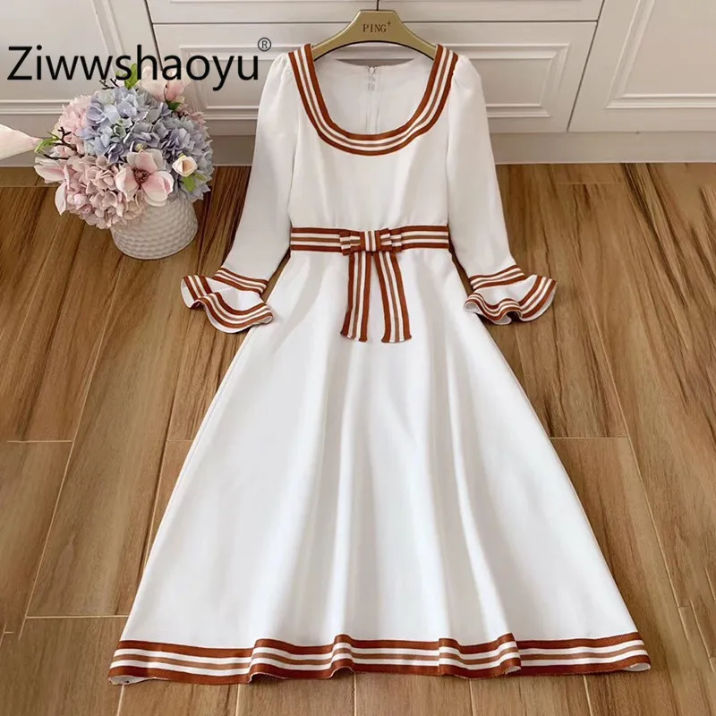 Ziwwshaoyu Runway Designer Autumn Midi Dresses Stripe Knitting Patchwork Custom Fabric Fashion Vacation Dresses 
Ziwwshaoyu Runway Designer Autumn Midi Dresses Stripe Knitting Patchwork Custom Fabric Fashion Vacation Dresses