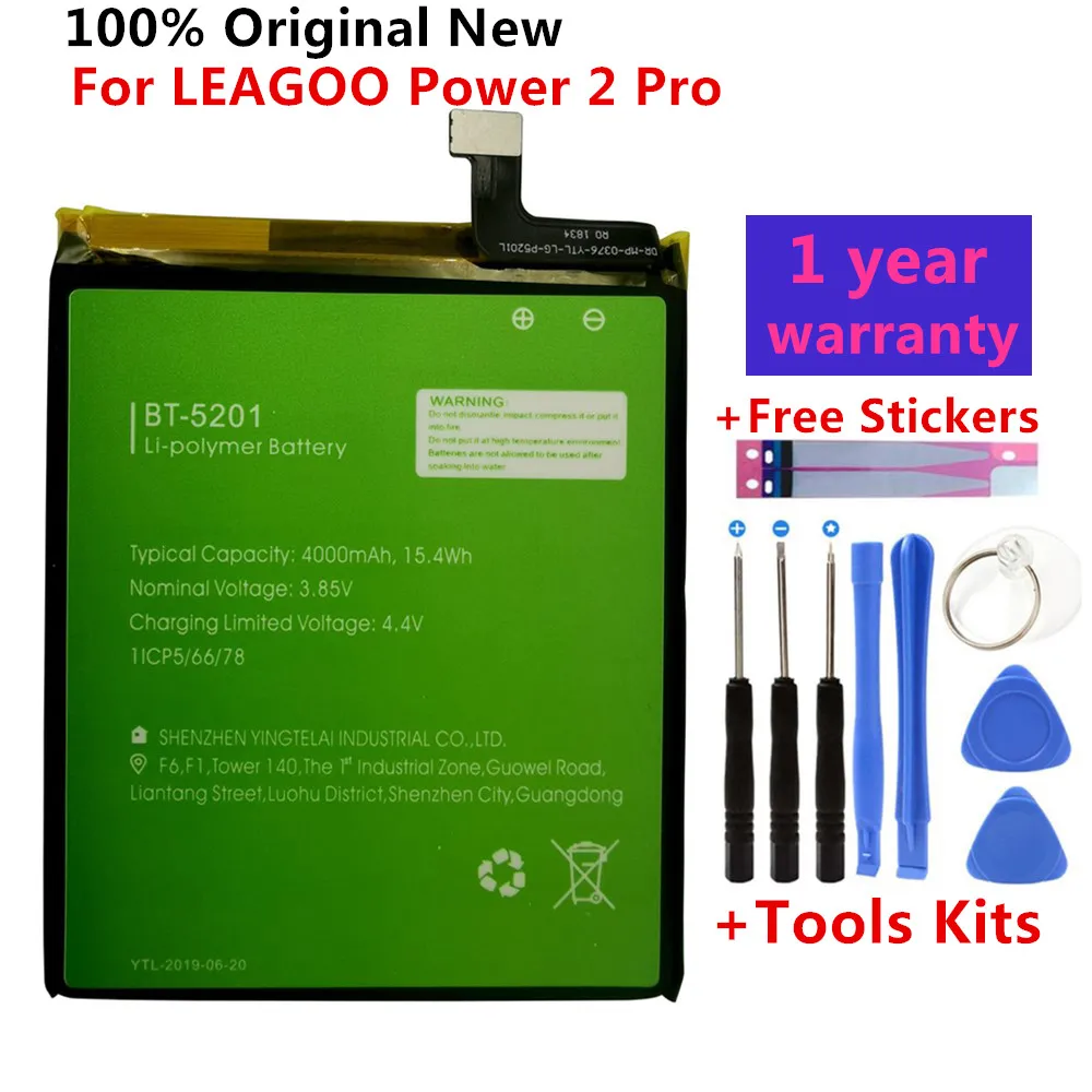 100% Original High Quality Battery 4000mAh for LEAGOO Power 2 Pro BT-5201 BT5201 Batterie Mobile Phone Batteries + Free Tools
100% Original High Quality Battery 4000mAh for LEAGOO Power 2 Pro BT-5201 BT5201 Batterie Mobile Phone Batteries + Free Tools