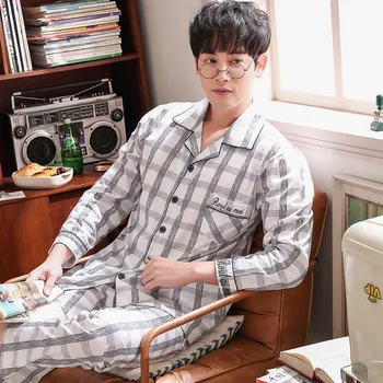 100% Cotton Pajamas Men'S Spring Autumn Long-Sleeved Blue Sleepwear Nightwear Middle-Aged Cardigan Winter Home Service Nighties 
100% Cotton Pajamas Men'S Spring Autumn Long-Sleeved Blue Sleepwear Nightwear Middle-Aged Cardigan Winter Home Service Nighties