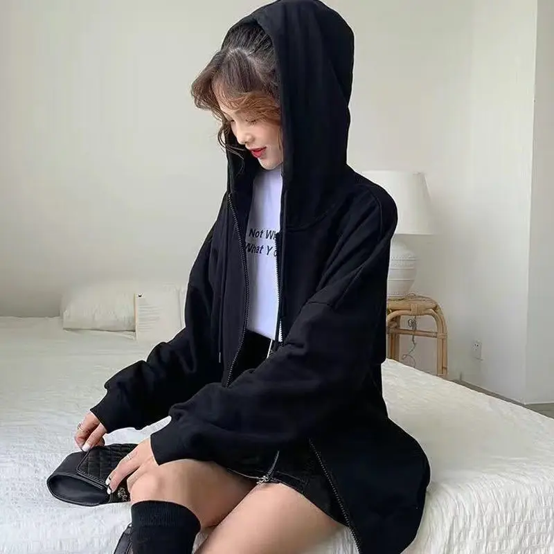 Spring And Autumn Sweatshirt Women Zipper Zip-Up Hooded New Loose Student All-Match Harajuku Style Solid Color
Spring And Autumn Sweatshirt Women Zipper Zip-Up Hooded New Loose Student All-Match Harajuku Style Solid Color