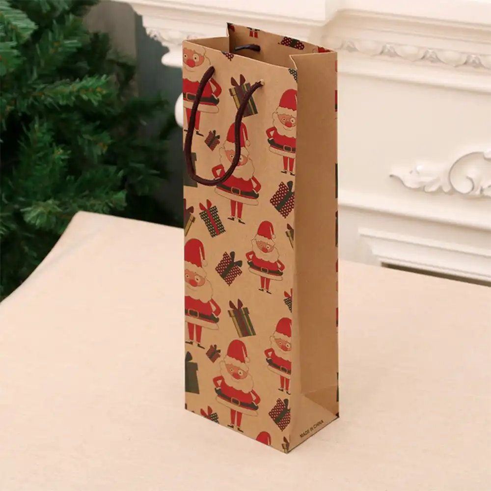 christmas wine bottle gift bags kraft paper shopping bag packing