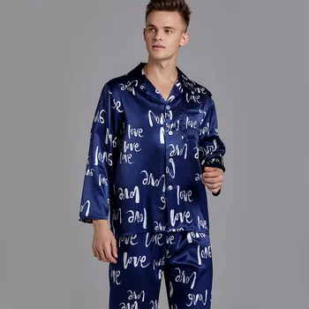 Male Navy Blue Sleepwear Satin 2PCS Pajamas Set Kimono Robe Gown Silky Intimate Lingerie Print Shirt&Pants Nightwear Homewear
Male Navy Blue Sleepwear Satin 2PCS Pajamas Set Kimono Robe Gown Silky Intimate Lingerie Print Shirt&Pants Nightwear Homewear