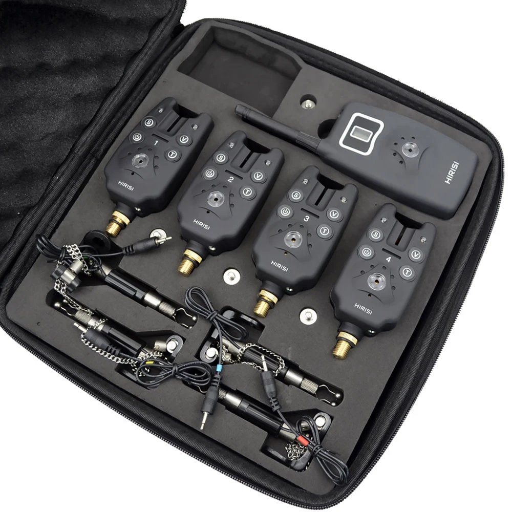 Wireless fishing bite alarm 1+4 set with 4pcs illuminated swinger in aluminium case for carp fishing
Wireless fishing bite alarm 1+4 set with 4pcs illuminated swinger in aluminium case for carp fishing