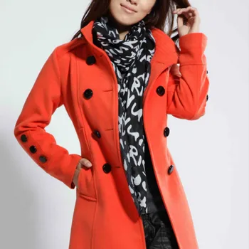 Stand collar Korean version of the self-cultivation double-breasted coat in long paragraph solid color ladies jacket
Stand collar Korean version of the self-cultivation double-breasted coat in long paragraph solid color ladies jacket