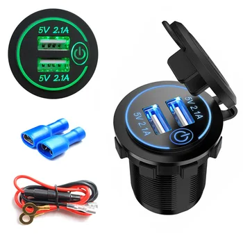 Mini Fast Car-Charger Socket Dual USB Car Adapter Recessed With LED Display Universal Mobile Phone Car Charger 12V/24V
Mini Fast Car-Charger Socket Dual USB Car Adapter Recessed With LED Display Universal Mobile Phone Car Charger 12V/24V