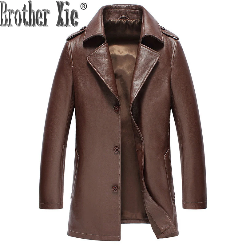 Spring Autumn Genuine Leather Jacket Men Goatskin Long Coat Men's Windbreaker Blazer Leather Jackets Brown KJ1067
Spring Autumn Genuine Leather Jacket Men Goatskin Long Coat Men's Windbreaker Blazer Leather Jackets Brown KJ1067