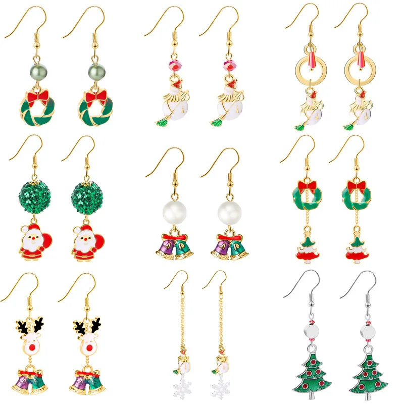 

Hot Fashion Women Earring Christmas Santa Claus Snowman Wreath Elk Deer Bell Boots Tree Earrings Girl Jewelry Lovely Xmas Gifts