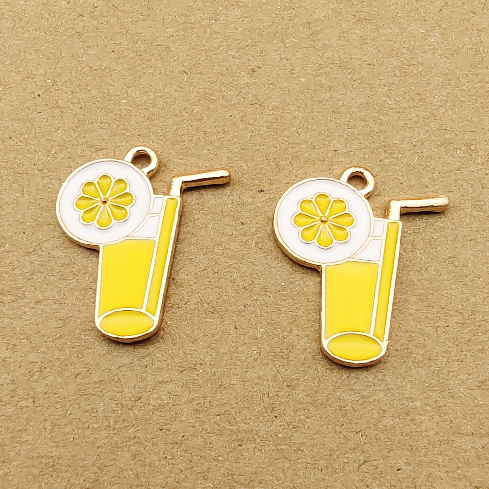 10 шт. 21x25 мм lemon cup талисманы эмаль для изготовления браслета Ассорти ювелирные