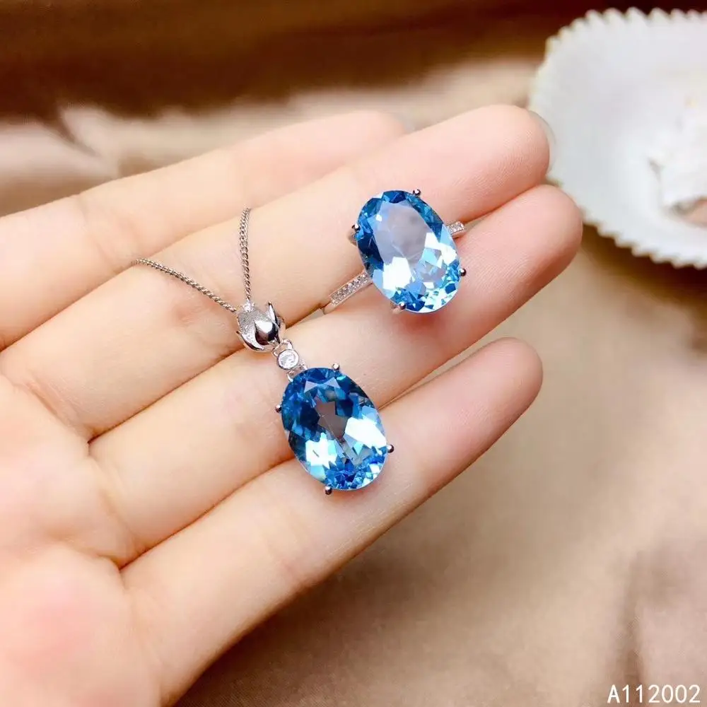 KJJEAXCMY fine jewelry natural blue topaz 925 sterling silver new women pendant necklace ring set Girl Gift Party Birthday New
KJJEAXCMY fine jewelry natural blue topaz 925 sterling silver new women pendant necklace ring set Girl Gift Party Birthday New