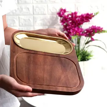 Solid Wood Dinner Tray Rectangular Wood Dinner Fruit Snack Compartment Storage Tray Sturdy and Durable with Copper Plate
Solid Wood Dinner Tray Rectangular Wood Dinner Fruit Snack Compartment Storage Tray Sturdy and Durable with Copper Plate