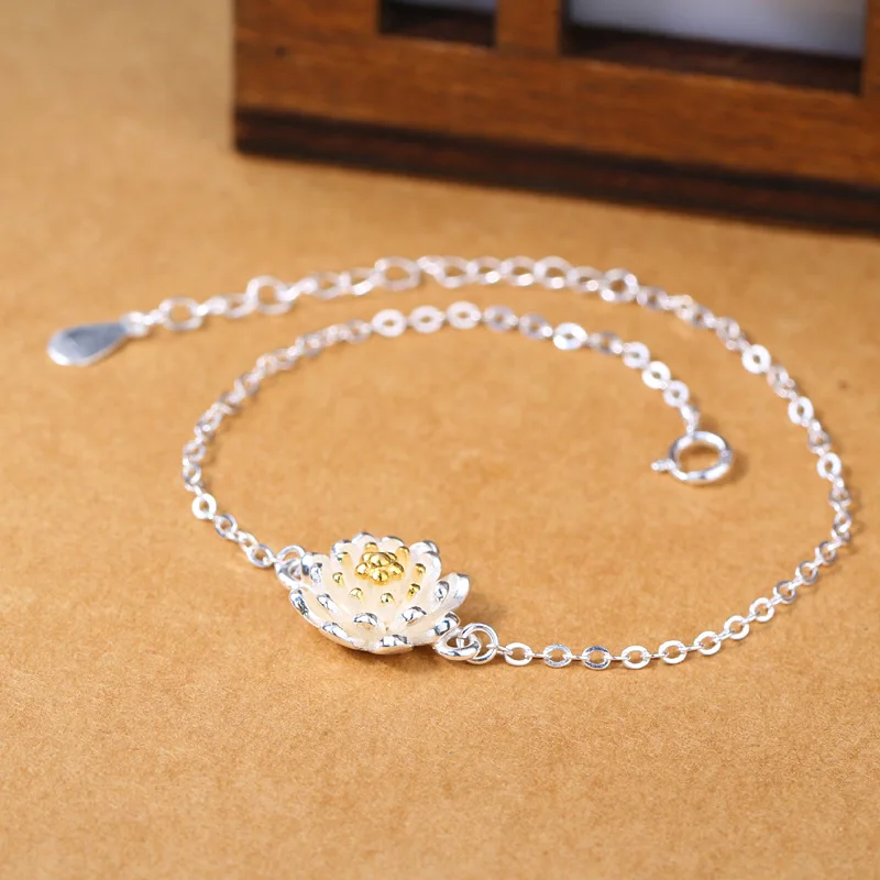 2019 New 925 Sterling Silver Handmade Lotus Bracelet Ethnic Style Jewelry Woman Elegant Party Accessories
2019 New 925 Sterling Silver Handmade Lotus Bracelet Ethnic Style Jewelry Woman Elegant Party Accessories