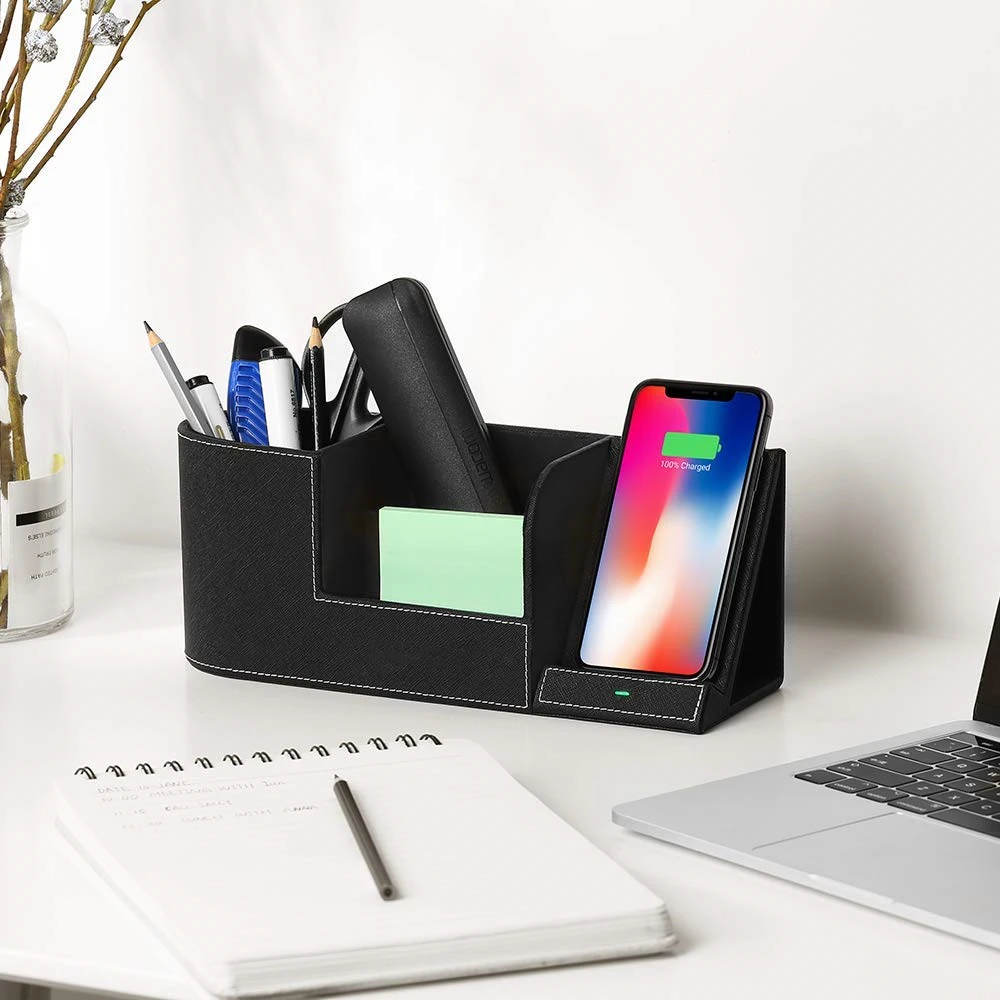 Wireless Charger Desk Organizer Fast Charging Station for IPhone XS Max XR X 8 Plus Samsung S10 S9 S8 Pencil Pen Pad Holder
Wireless Charger Desk Organizer Fast Charging Station for IPhone XS Max XR X 8 Plus Samsung S10 S9 S8 Pencil Pen Pad Holder