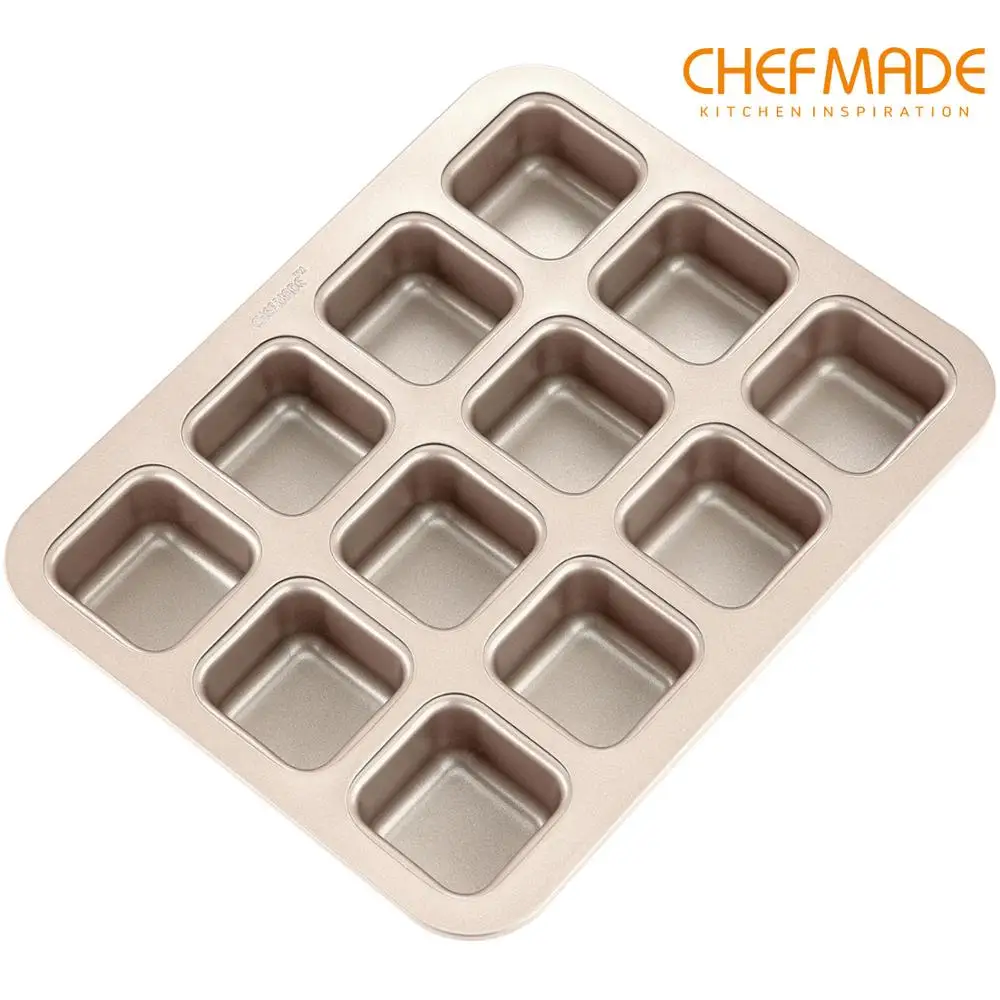 Шоколадное пирожное форма CHEFMADE квадратная антипригарная для хлеба с 12 полостями