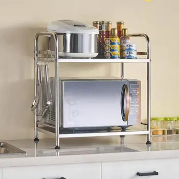Stainless Steel Kitchen Shelf, Floor Standing Multi-layer Microwave Storage Shelf, Movable Storage Shelf, Space Saving Cart
Stainless Steel Kitchen Shelf, Floor Standing Multi-layer Microwave Storage Shelf, Movable Storage Shelf, Space Saving Cart
