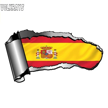 

Volkrays Creative Car Sticker Ripped Open Gash Torn Metal Design with Spain Spanish Country Flag Vinyl,20cm*10cm