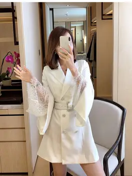Autumn Mini Dresses 2020 Women Diamonds Elegant Double Breasted Belt Dress Party Long Lace Sleeve White / Black Runway Vestidos
Autumn Mini Dresses 2020 Women Diamonds Elegant Double Breasted Belt Dress Party Long Lace Sleeve White / Black Runway Vestidos