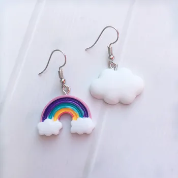Cute Handmade Rainbow Clouds Dangle Drop Earrings Funny Cartoon Resin Earrings for Women Girl Sweet Jewelry Gift 
Cute Handmade Rainbow Clouds Dangle Drop Earrings Funny Cartoon Resin Earrings for Women Girl Sweet Jewelry Gift