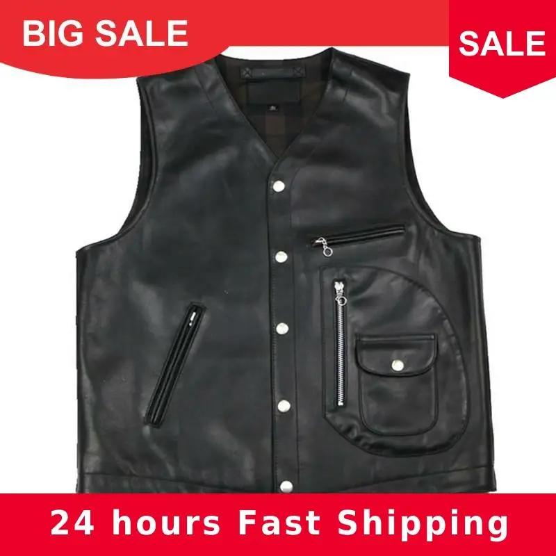 2020 Black Men Slim Fit Biker's Leather Vest Plus Size XXXL Genuine Cowhide Spring Short Motorcycle Leather Vest FREE SHIPPING
2020 Black Men Slim Fit Biker's Leather Vest Plus Size XXXL Genuine Cowhide Spring Short Motorcycle Leather Vest FREE SHIPPING