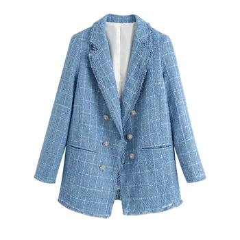 Women Spring Woolen Plaid Blazer Casual Office Double Breasted Notched Suit Coat Female Fashion Jacket Blazer WB2384
Women Spring Woolen Plaid Blazer Casual Office Double Breasted Notched Suit Coat Female Fashion Jacket Blazer WB2384
