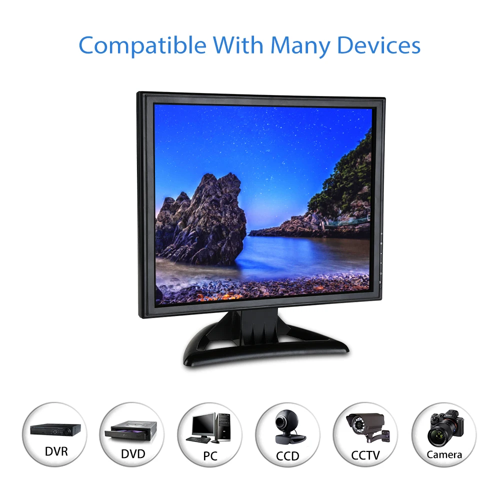 15 Inch Monitor Audio 175° Security HD AV BNV VGA USB High Sensitive Metal Housing Remote Control Wall Bracket Mount | Безопасность и