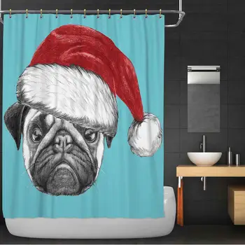Pug Bathroom Decor Set,Dog Portrait with okjeffta Hat okjeffmas Imagery Fun jeffcyb on Blue Background with Hooks,36''W x 72''H
Pug Bathroom Decor Set,Dog Portrait with okjeffta Hat okjeffmas Imagery Fun jeffcyb on Blue Background with Hooks,36''W x 72''H