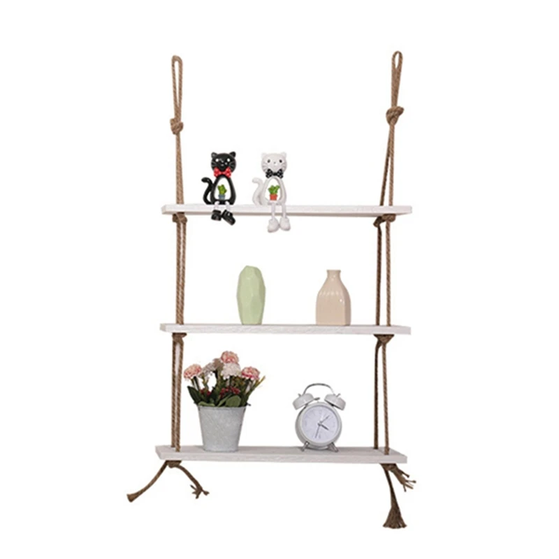 Hot Sale 3-Layer Wooden Rack Swing Rope Floating Shelf Jute Rope Wall Display Stand White
Hot Sale 3-Layer Wooden Rack Swing Rope Floating Shelf Jute Rope Wall Display Stand White