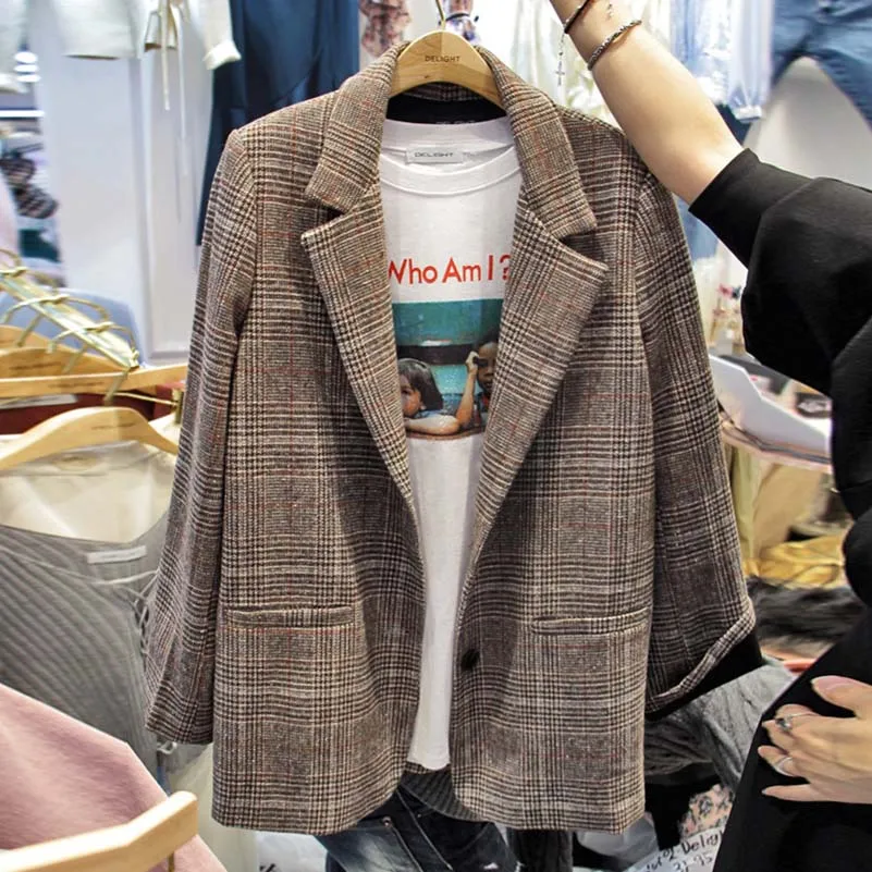 Plaid Blazer Women Korean 2019 Spring Autumn Single Button Blazers Jackets Long Sleeve Outerwear Fashion Feminine Suit Coat
Plaid Blazer Women Korean 2019 Spring Autumn Single Button Blazers Jackets Long Sleeve Outerwear Fashion Feminine Suit Coat