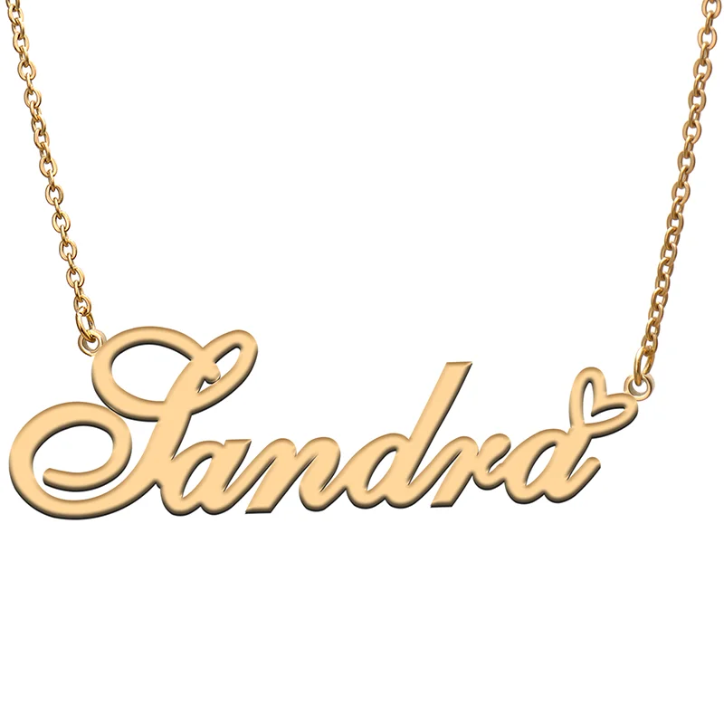 

Sandra Name Tag Necklace Personalized Pendant Jewelry Gifts for Mom Daughter Girl Friend Birthday Christmas Party Present
