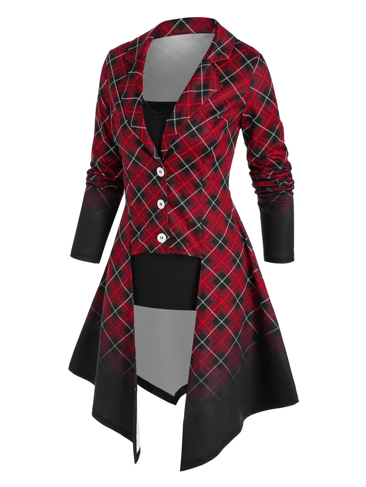 Wipalo готическое пальто цвет Омбре клетчатое Асимметричное и камзол комплект