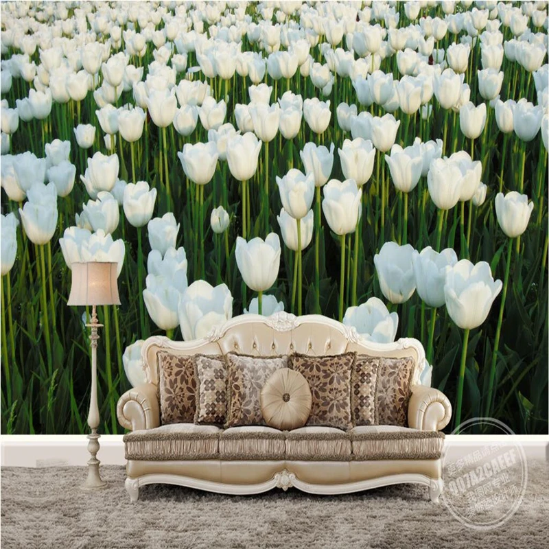 

Фотообои wellyu на заказ, 3d обои, белый тюльпан, цветок, фоновое украшение, фоновые обои для гостиной, спальни