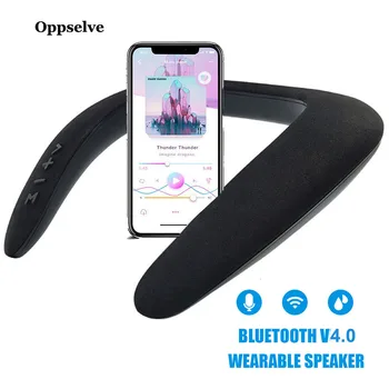 Oppselve Neckband Speaker Wireless Dual Speakers Bluetooth V4.0 Bass Sound Outdoor Portable Loudspeaker For AUX SD Card FM Radio