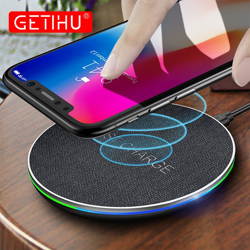 Беспроводное зарядное устройство GETIHU 10 Вт Qi для iPhone 12 mini 11 Pro Max Xs Xr X 8 Plus быстрое