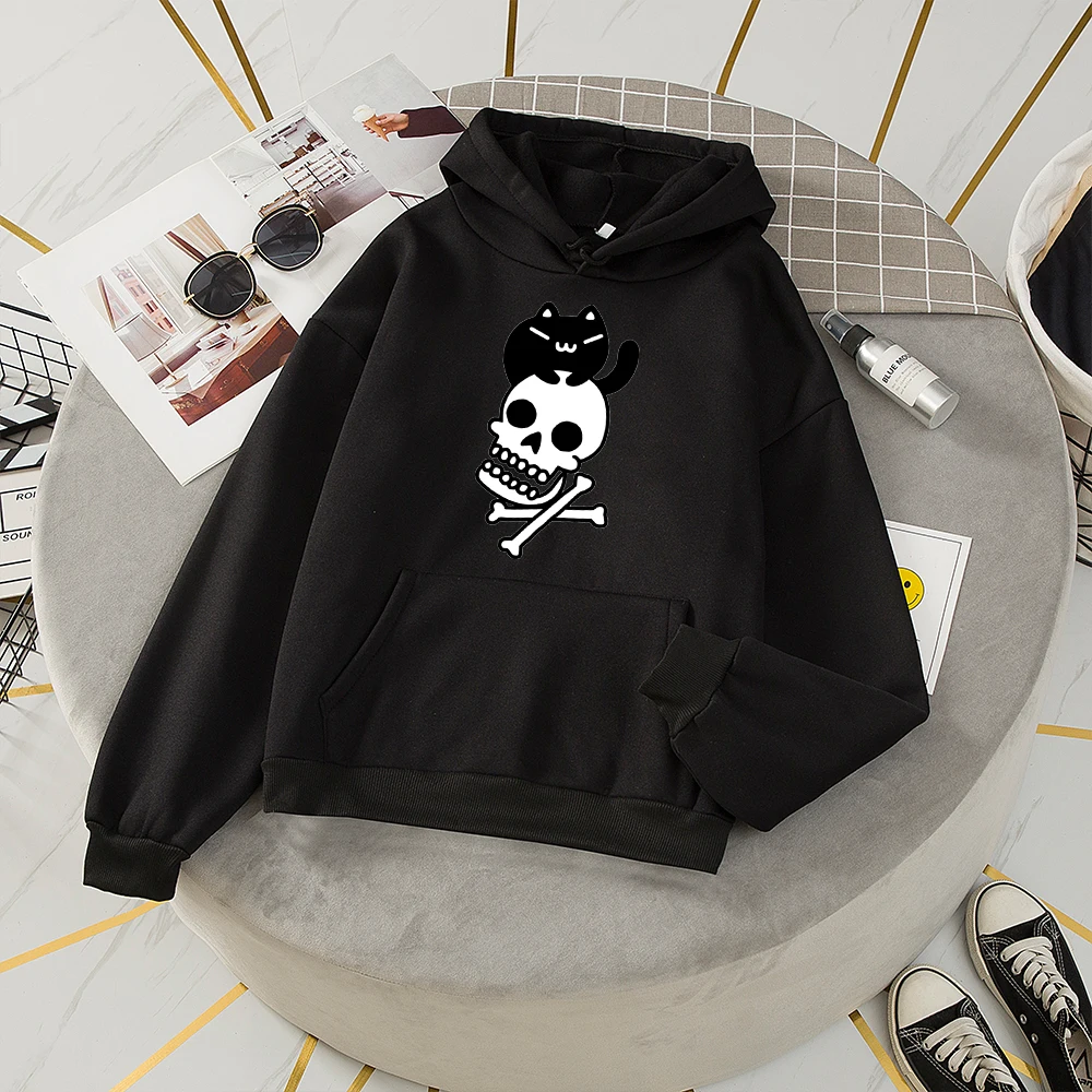 

Pullover Sweatshirt Gothic Oversized Print Kangaroo Pocket Sweatshirts Winter Hoodie Warmer Fleece Oversize Gothic Hoodie Women